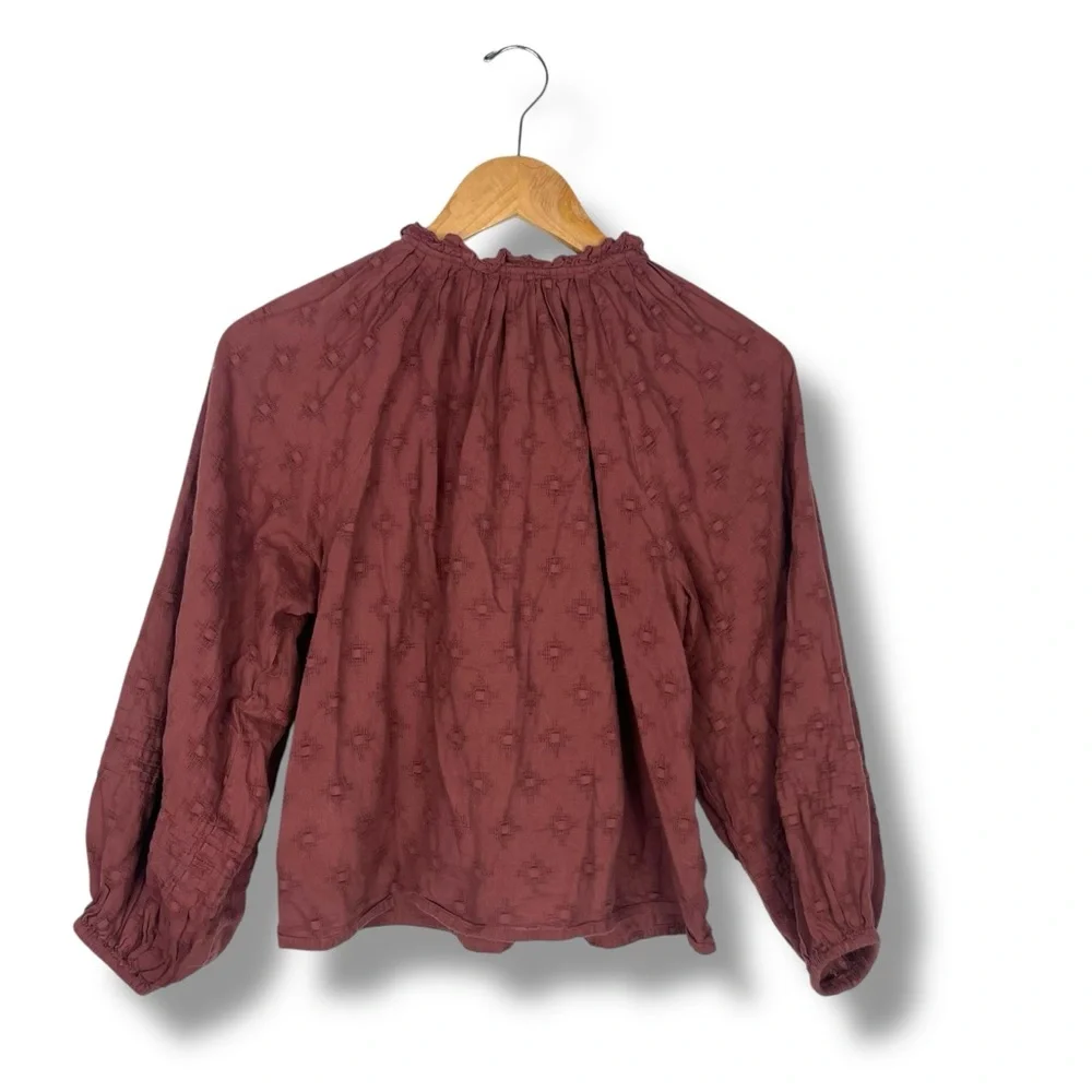 Anthropologie Cleobella Antonia Blouse Romantic Cottagecore XSP Sienna Brown - Picture 10 of 10